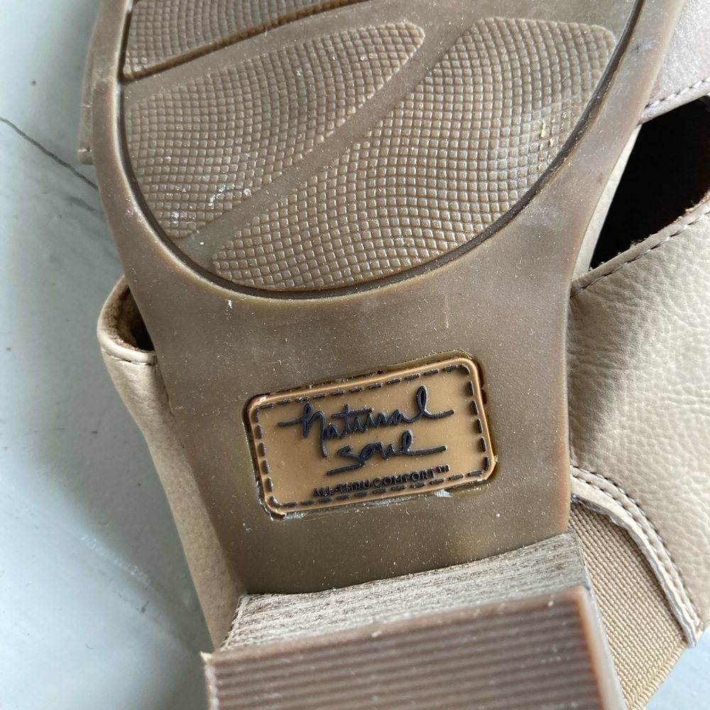 Natural Soul Dedee Brown Slide Sandal Womens 10 Faux Leather Open Toe Bl… - Picture 6 of 11